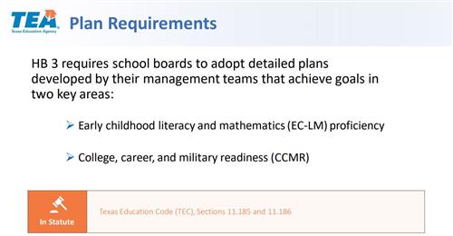 House Bill 3 Plan Requirements